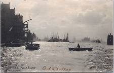 Puget Sound 1905 Cancel Masted Ships Boats Men Rowing Harborside Washington picture