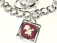 Genuine, Wedgwood Square Cameo On Silver Plated Chain Link Bracelet picture