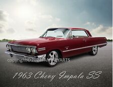 1963 Chevy Impala SS Red Muscle Car Premium Glossy Photo Print 8
