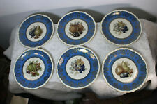 Set 6 czech royal epiag marked paint fruit decor porcelain dessert plates 20cm  picture