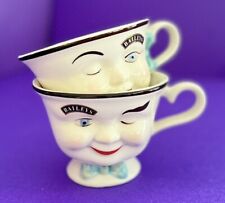 Vintage PAIR Bailey's Irish Cream Coffee Cup Mugs YUM Winking Faces 1996 SALE picture