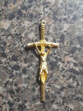 Vintage Papal Crucifix Gold toned medal  picture