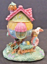 VINTAGE Easter Bunny Rabbit Opening Tree Birdhouse Figurine Sculpture - Spring picture
