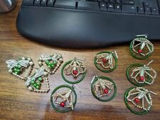 Antique Vintage USSR 10 Tube Glass Xmas Christmas Ornaments MARSHAL FIELDS BELLS picture