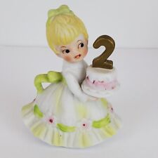 Vtg Lefton Birthday Girl Figurine with Cake Age 2 Blonde 2nd Birthday # 549-2 picture