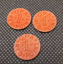 Vintage WWII OPA Red Point Food Ration Token 1 MM Token Lot Of 3 picture