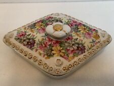 VTG TILSO JAPAN Diamond Shaped Ceramic Trinket Jewelry Box W/LID Hand Painted #d picture