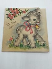Vintage Embossed The DA Line Birthday Card Dated 1950 Postcard Rare Lamb picture