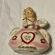 Rare Rubens “Keep It Under Your Hat” Valentine Planter Lady Hearts-with Hat . picture