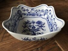 Blue Onion Bowl Square Blue And White Porcelain Scalloped Dish Stunning Czech picture