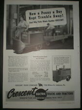 1945 MAN DRIVING ELECTRIC TRACTOR WWII vintage CRESENT Trade print ad picture