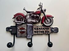 Harley Davidson Metal Wall Sign With 3 Coat Hooks / Home Man Cave Decor Wall Han picture