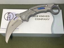 Maxace Raptor Krambit Knife Titanium Frame w/ Blue Timascus inlay Magnacut Blade picture