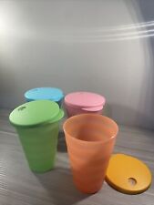Tupperware Impressions Tumblers w/ Dripless Straw Seals Set Of 4 New picture