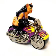 Clay Art Retro Cat Woman Harley Biker Motorcycle Salt And Pepper S&P Shakers Set picture