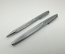 Waterman C/F Moire Chrome Plated CF Fountain Pen 18K Gold Nib - 2 Pen Set MINT picture