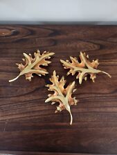Vintage Tin Metal MCM Oak Tree Brass Colored Wall Decor- Set Of 3 picture