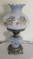 Vintage 1971 L & LWMC Baby Blue Hand Painted Floral Parlor Hurricane Table Lamp  picture
