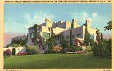 Postcard CA Palo Alto Stanford University Hoover Home 1937 Linen Vintage PC J370 picture