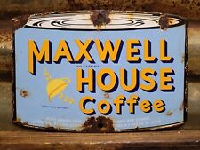 VINTAGE MAXWELL HOUSE COFFEE PORCELAIN SIGN CAFE HOT BEVERAGE RESTAURANT DRINK picture