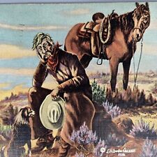 Postcard No. 3 That New Range Ahead Cowboy Horse Dog L.H. Dude Larsen Linen 1939 picture