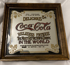 Coca Cola Vintage 70's Mirror Sign Relieves Fatigue Advertise Framed 6 1/2”x6” picture