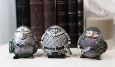 Fat Chibi Medieval Gladiator Knights With Sword Axe And Shield Figurine Set of 3 picture