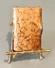 Vintage Antique Carved Wood Karelian Birch 14K Gold Cigarette Trinket Case Box picture