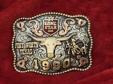 CHAMPION RODEO TROPHY BUCKLE TX LONE STAR CALF ROPING PROFESSIONAL☆1990☆RARE☆31 picture