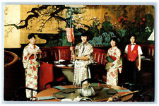 c1950's Ron of Japan Teppan Steaks/Prime Rib on a Samurai Sword Osaka Postcard picture