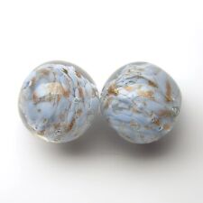 Vintage Czech Lampwork Glass Beads Aventurine Baby Blue & Clear 12mm 1/2