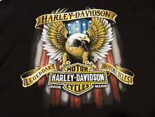 VINTAGE HARLEY DAVIDSON MOTORCYCLES EAGLE MENS T SHIRT 2XL WOODSTOCK, ILLINOIS picture