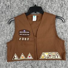 Girl scouts Vest Large Brown USA made Scouting Vintage Brownies Patches Cactus picture