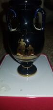Fakiolas Black & Gold Vase Inch Urn Hand Made In Greece In 24 K Gold Glass picture