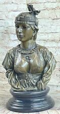Handcrafted Museum Quality Extra Female Bronze Bust Sculpture Marble Artwork picture