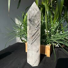 6.71LB Natural black tourmaline crystal tower polished and healed 3050g picture
