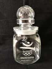 Vintage 1992 Barcelona Albertville Snickers Olympic Games Glass Jar & Lid picture