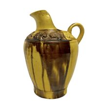 Antique Oaxaca Mexican Yellow Drip Ware 5.75” Tall Art Pottery Pitcher picture