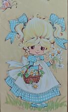 SWEET GIRL LITTLE Flowers Vintage 1950's Blank Greeting Card  picture