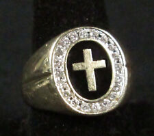 Men’s Solid 14K Gold Cross + 20 Diamond Accents Ring Signed GLR, Size 11, 9.7g picture