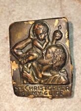 Vintage 1940's Bronze Religious  -St. Christopher (Be My Guide) Car Charm / Clip picture