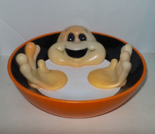 Rare Gemmy Animated Halloween Laughing Lighted Eyes Ghost Candy Bowl Dish 2002 picture