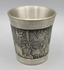 Vintage Rein Zinn Bleifrei Germany Pewter Embossed Shot Glass picture