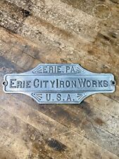 c.1880s Cast Brass possibly Bronze ERIE CITY IRON WORKS Plaque Erie, PA U.S.A. picture