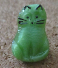 1 - Czech Glass Green Moonglow Cat Button #16 .670