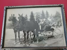 1920s 30s Man W/ Horses & Carriage Photo A Vtg Americana 8x10 picture