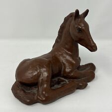 Vintage Red Mill Mfg. Resting Foal Horse Pecan Shell Figurine Signed 1989 picture