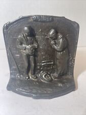 Vtg 1928  Angelus Call to Pray Cast Iron Bookend Farmers Harvest Door Stop picture