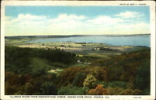 Illinois River from Observation Tower ~ Grand View Drive ~ Peoria Illinois 1920s picture