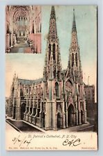 Historic St Patrick's Cathedral, Alter View Spires New York Vintage Postcard picture